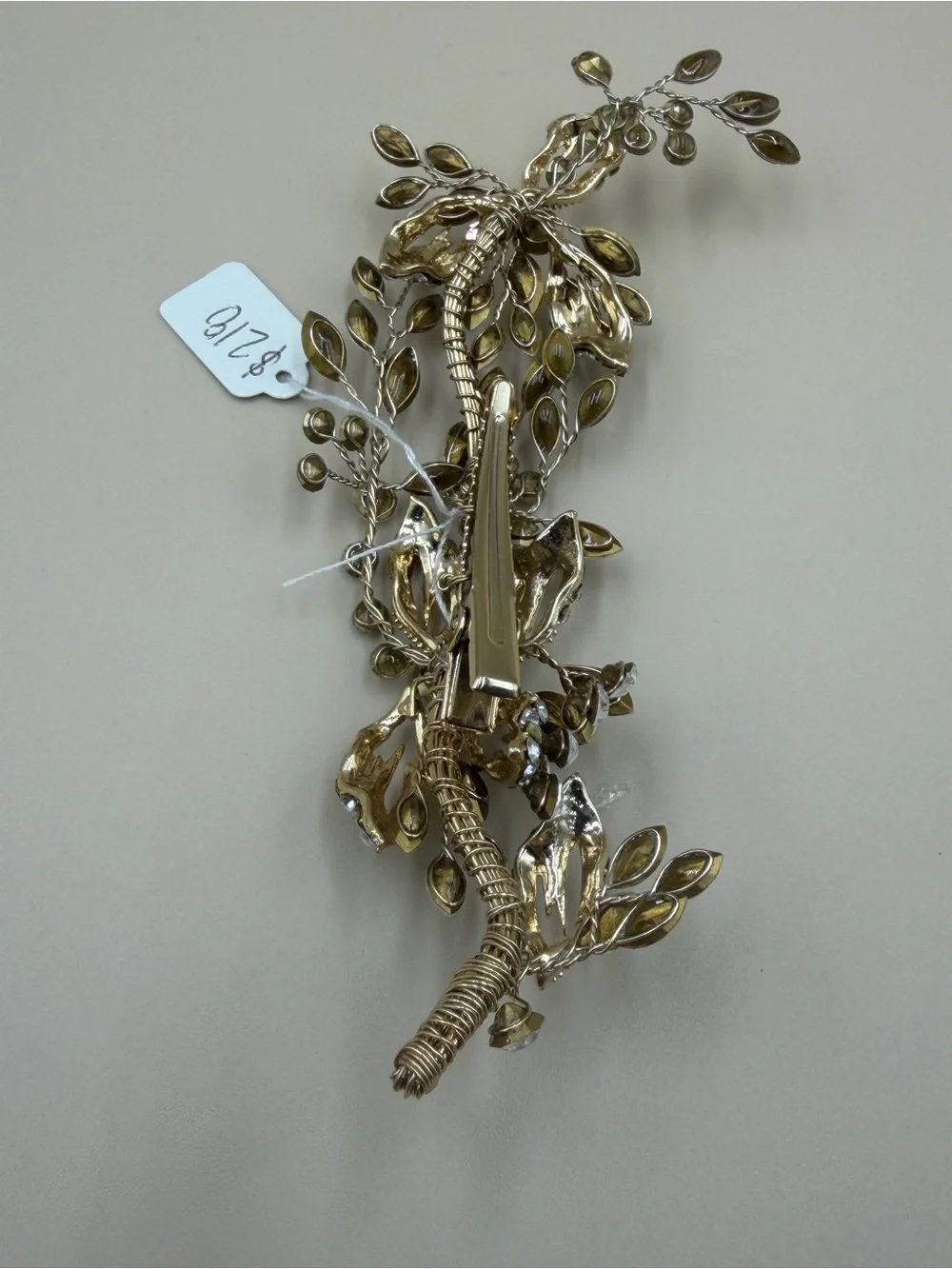 Gold Crystal Bridal Hair Clip Rhinestone Leaf Vine Wedding Barrette